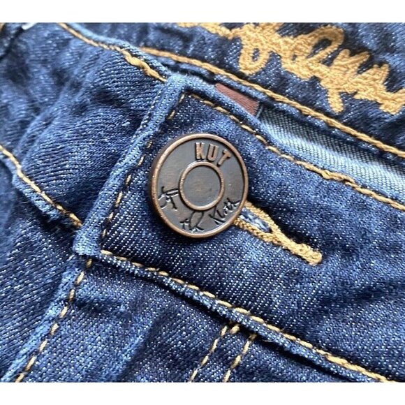 KUT‎ from the Kloth Cuffed Ankle Straight Leg Capri Crop Pant Dark Wash Jeans 2 - Picture 5 of 8